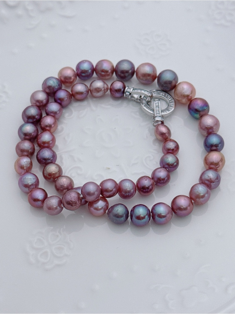 X815 Handmade Freshwater Edison Baroque Pearl Necklace Blueberry Luster - Picture 9 of 13